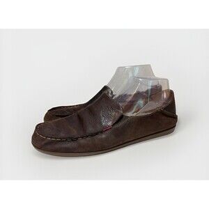 OluKai Women's Nohea Nubuck Leather Loafers Slip On Shoes‎ Brown Flat SIZE 10